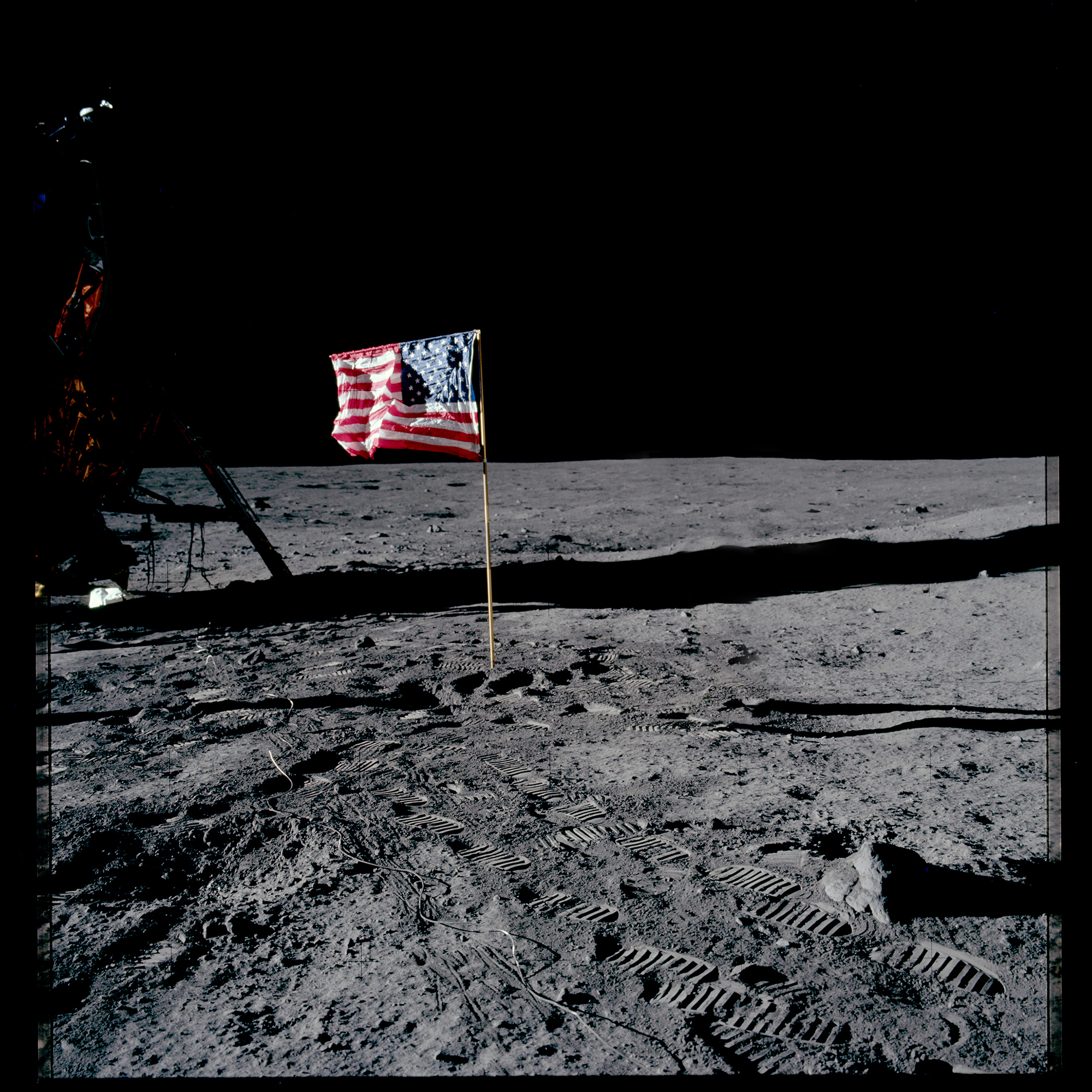 American flag placed on the moon by the Apollo 11 astronaughts