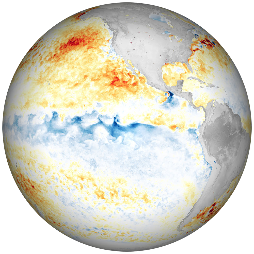 3D earth mapping Sea Surface Temperature Anomaly